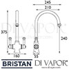 Bristan Sentinel Easyfit Sink Mixer Kitchen Tap Dimensions